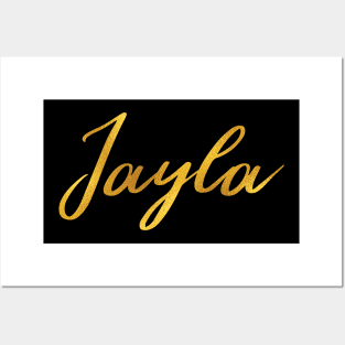 Jayla Name Hand Lettering in Faux Gold Letters Posters and Art